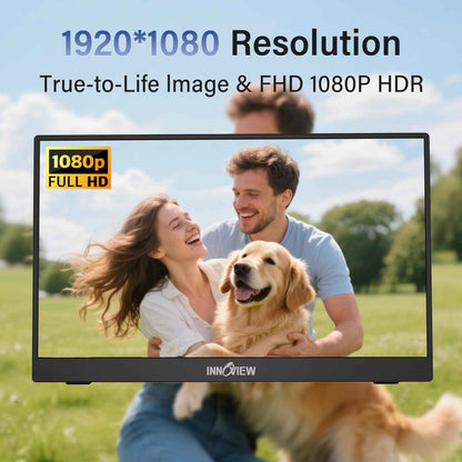 InnoView Portable Monitor, 15.6 Inch FHD 1080P USB C HDMI Second External Monitor for Laptop, Desktop, MacBook, Phones, Tablet, PS5/4, Xbox, Switch, Built-in Speaker with Smart Cover 🍁 All In One Marketplace Canada