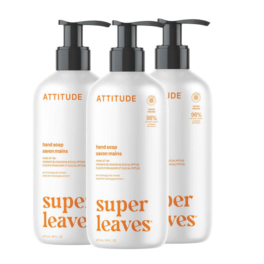 ATTITUDE Liquid Hand Soap, EWG Verified, Plant and Mineral-Based, Vegan Personal Care Products, Orange Blossom & Eucalyptus Scent, 473 mL (Pack of 3) 🍁 All In One Marketplace Canada