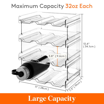 Lifewit Stackable Water Bottle Organizer for Cabinet, Freezer, Pantry - Plastic Cup Holder, Wine Racks for Kitchen Tabletop Storage, Cupboard, Office - Pack of 4, Each Rack Holds 3 Containers 🍁 All In One Marketplace Canada