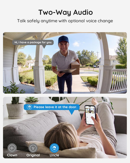 BOIFUN Video Doorbell Camera Wireless – No Subscription Required, 2K HD, 166° Wide View, HDR Night Vision, Motion Alerts, Two-Way Audio & Package Watch with Chime, Battery Powered, 2.4 GHz Wi-Fi Only 🍁 All In One Marketplace Canada