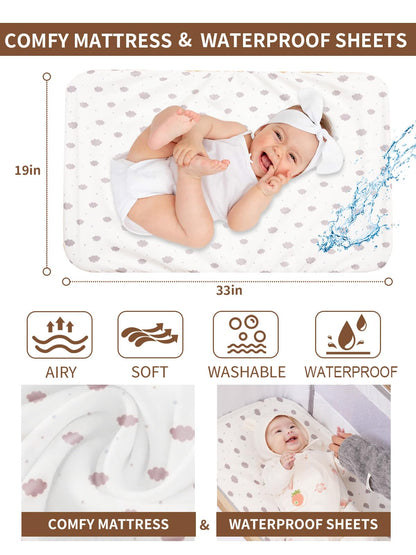 Baby Bassinet, Basinet Bedside Sleeper with Waterproof Bassinet Sheets and Soft Mattress, Safe Adjustable Height Bedside Bassinets with Wheels, Girl/Boy Bassinets, Jestonten (Khaki) 🍁 All In One Marketplace Canada