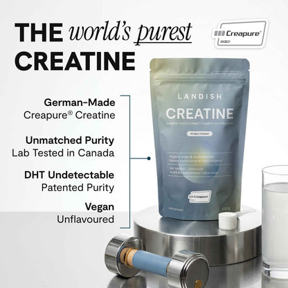 Landish Creatine Monohydrate Powder – Creapure®, German-Made Micronized Creatine – Canadian Brand – Increases Muscle Mass & Improves Strength – For Women & Men – Vegan –Unflavoured – 300 g (60 Servings) 🍁 All In One Marketplace Canada
