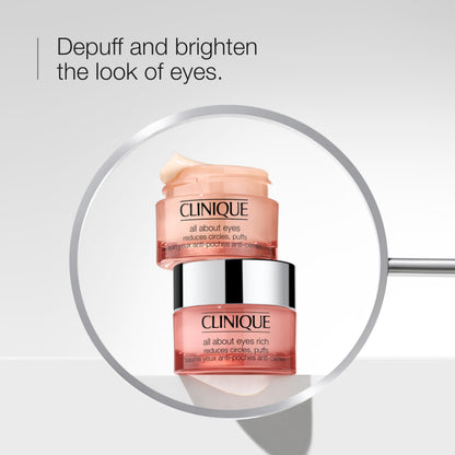 Clinique All About Eyes Lightweight Eye Cream With Vitamin C | Hydrating, Brightening, Depuffing + Dark Circle Reducing, Mini Travel Size, 15ml
