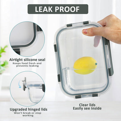 [10-Pack] MCIRCO Glass Meal Prep Containers With Lids, Food Storage With Snap Locking Lids, Airtight Lunch Boxes, Microwave, Oven, Freezer and Dishwasher Safe 🍁 All In One Marketplace Canada