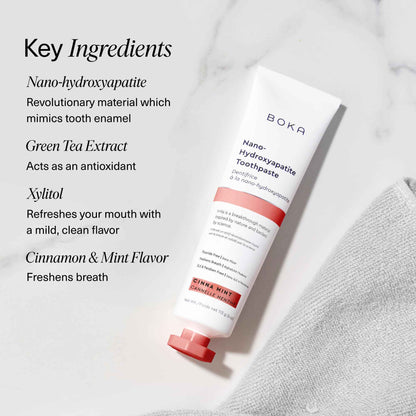 Boka Fluoride Free Toothpaste, Nano Hydroxyapatite Toothpaste, Appropriate for Sensitive Teeth - for Adult Oral Care - Cinnamon Mint Flavor, 4 Fl Oz (113g) 1Pk 🍁 All In One Marketplace Canada