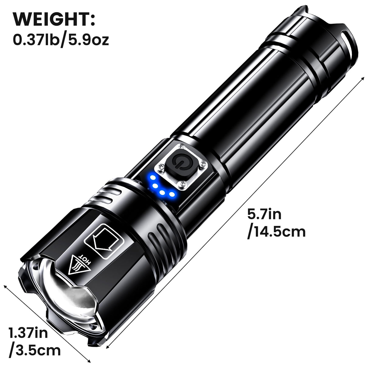 AKNEAR Rechargeable LED Flashlight High Lumens, Super Bright Flashlights with Zoomable & USB C Rechargeable & 5 Light Mode & IPX-7 Waterproof, Powerful Flash Light (2, Standard Display) 🍁 All In One Marketplace Canada