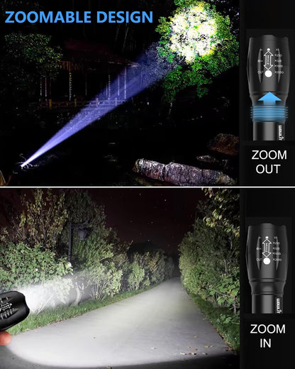 wowlite Tactical Flashlight, Wowlite Ultra Bright XML T6 LED Torch with 5 Light Modes & Adjustable Focus for Emergency Camping Hiking (2 Pack) 🍁 All In One Marketplace Canada