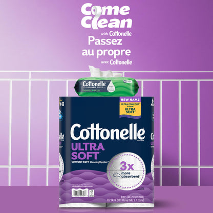 Cottonelle Toilet Paper, 32 Family Mega Rolls = 144 Regular Rolls (8 Packs of 4), Ultra Soft, Soft Bathroom Tissue, 296 Sheets per Roll, Packaging May Vary 🍁 All In One Marketplace Canada