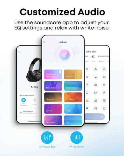 soundcore by Anker Q20i Hybrid Active Noise Cancelling Headphones, Wireless Over-Ear Bluetooth, 40H Long ANC Playtime, Hi-Res Audio, Big Bass, Customize via an App, Transparency Mode, Ideal for Travel 🍁 All In One Marketplace Canada