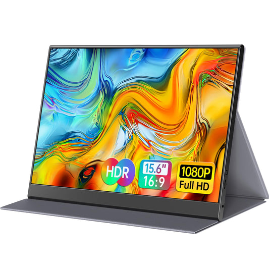 ForHelp 15.6" Professional (1920X1080) FHD Portable Monitor, IPS Ultra-Thin Zero Frame Gaming Monitor with HDMI USB Type-C,Dual Speakers.External Portable Monitor for Laptop Mac Phone PS4 Xbox Switch 🍁 All In One Marketplace Canada