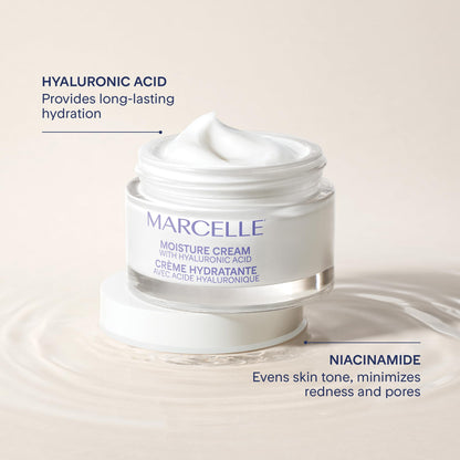 Marcelle Moisture Cream with Hyaluronic Acid, Vegan, Cruelty-Free, Clean Formula, Non-Comedogenic, Fragrance-Free, Paraben-Free, Mineral Oil-Free, Hypoallergenic, 50 mL 🍁 All In One Marketplace Canada