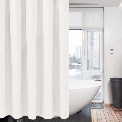 Waffle Weave Shower Curtain with Stainless Steel Hooks - 256 GSM Heavy Duty Fabric Bath Curtains, Hotel Luxury Quality, Water Resistant, Machine Washable, Weighted Hem, 72 x 72 Inches (White) 🍁 All In One Marketplace Canada