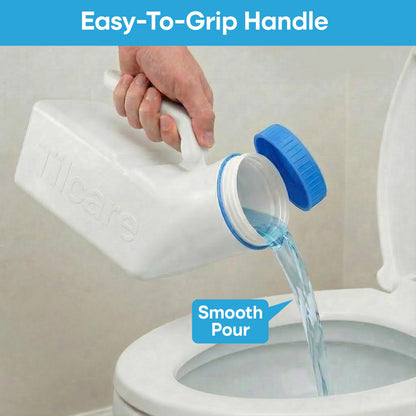 Urinals for Men Glow in the Dark Lid by Tilcare (1 Pack) - 32oz/1000mL Thick Plastic Mens Bedpan Bottle with Screw-on Lid - Spill Proof Urinary Chamber - Male Portable Travel Pee Bottles 🍁 All In One Marketplace Canada