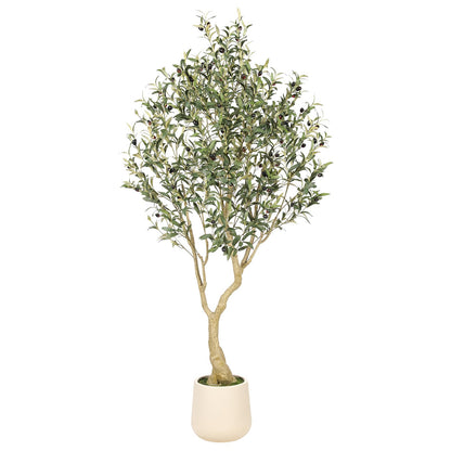 Realead 6ft Artificial Olive Tree with Tall Exquisite Planter - Realistic Faux Olive Tree with Thick Trunk and Lifelike Fruits - Large Fake Olive Tree for Home Office Decor 🍁 All In One Marketplace Canada