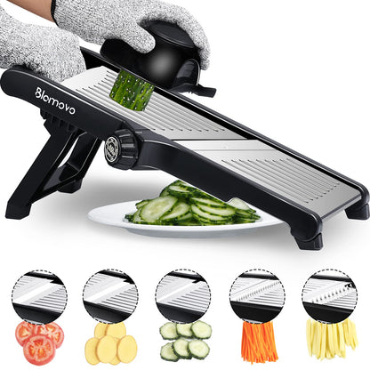 Blamovo Mandoline Slicer for Kitchen, Vegetable Mandolin Slicer with Adjustable Thickness by One-Knob Control, Veggie Fruit Potato Slicer Julienne, with Safety Gloves 🍁 All In One Marketplace Canada