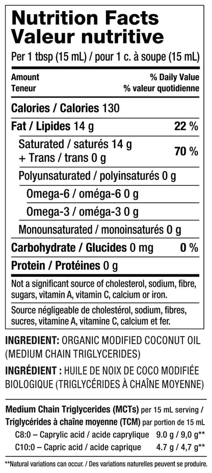Nutiva Organic MCT Oil, Unflavored, 473 mL | Organic, Non-GMO, Non-BPA | Vegan, Gluten-Free, Keto & Paleo | 14g MCT per Serving & Neutral Flavor for Energy Boost to Coffee, Shakes and Salads 🍁 All In One Marketplace Canada