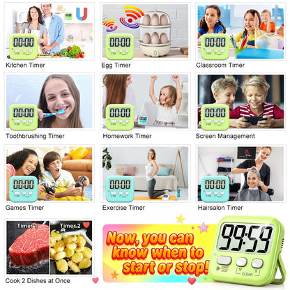 Antonki 2-Pack Kitchen Timer for Cooking, Digital Timer for Kids Teacher Study Classroom, Magnetic Countdown Minuteur for Egg Baking Oven Exercise - Battery Included 🍁 All In One Marketplace Canada