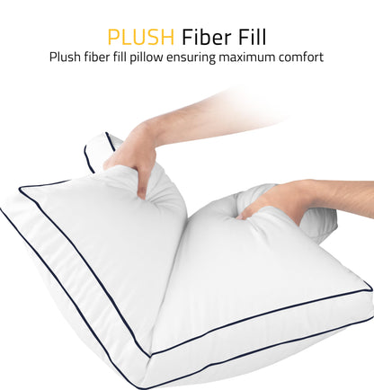Utopia Bedding Bed Pillows for Sleeping Queen Size (Navy Hem), Set of 2, Cooling Hotel Quality, Gusseted Pillow for Back, Stomach or Side Sleepers 🍁 All In One Marketplace Canada
