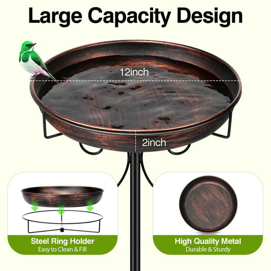 Daoeny 35In Bird Baths for Outdoors, Vintage Outdoor Freestanding Birdbaths & Birdfeeder, Bird Bath Feeder Bowl with Metal Stake Garden Patio Yard Lawn Decor, Upgraded 5-Pronged Base (Antique Bronze) 🍁 All In One Marketplace Canada