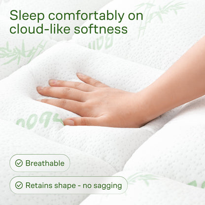 Bamboo Mattress Topper Double/Full Size - Thick Cooling Breathable Pillow Top Mattress Pad for Back Pain Relief - Deep Pocket Topper Fits 8-20 Inches (54x75 Inches, Green) 🍁 All In One Marketplace Canada