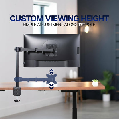 VIVO Single Monitor Arm Desk Mount, Holds Screens up to 32 inch Regular and 38 inch Ultrawide, Fully Adjustable Stand with C-Clamp and Grommet Base, VESA 75x75mm or 100x100mm, Black, STAND-V001 🍁 All In One Marketplace Canada