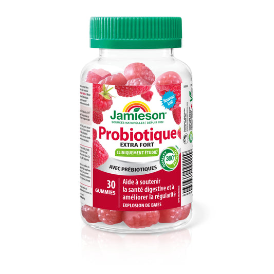 Jamieson Extra Strength Probiotic. 30 Gummies. 5 Billion CFU, Berry Blast Flavour, Improves Digestive Health, and Supports a Healthy Microbiome, No Artificial Colours, Flavours, or Preservatives 🍁 All In One Marketplace Canada