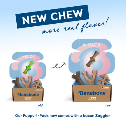 Benebone Puppy 4-Pack Dog Chew Toys for Gentle Chewers, Dog Bones, Small 🍁 All In One Marketplace Canada
