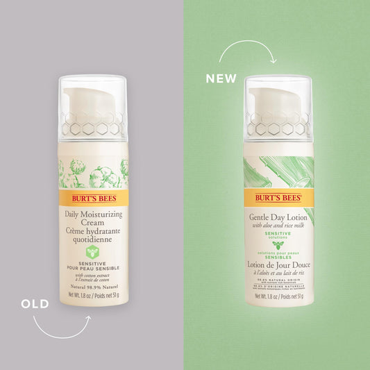 Burt's Bees Sensitive Hydrating Gentle Daily Face Cream Moisturizer Face Lotion for Sensitive Skin with Aloe and Rice Milk, , Mother's Day Gift, 98.9% Natural Origin, Developed with Dermatologists, 51g 🍁 All In One Marketplace Canada