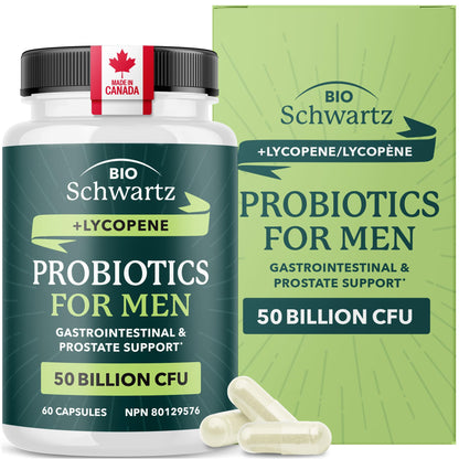 Probiotics for Men | Gut Health & Prostate Support | 50 Billion CFU with 15 Probiotic Strains | With Lycopene for Prostate Support | Men’s Gut Health Supplements | Non-GMO | Made in Canada | 60 Ct 🍁 All In One Marketplace Canada