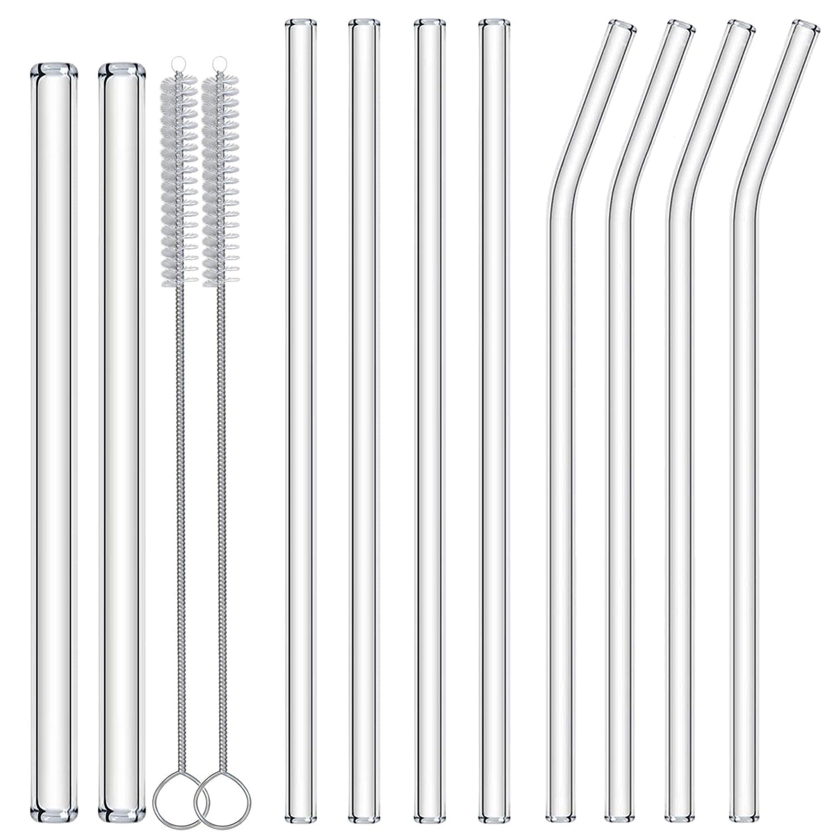 Nafender 10-Pack Glass Straws Reusable Drinking Straw Including 4 Straight and 4 Bent Straws & 2 Extra Wide Smoothie Straw with 2 Cleaning Brushes 🍁 All In One Marketplace Canada