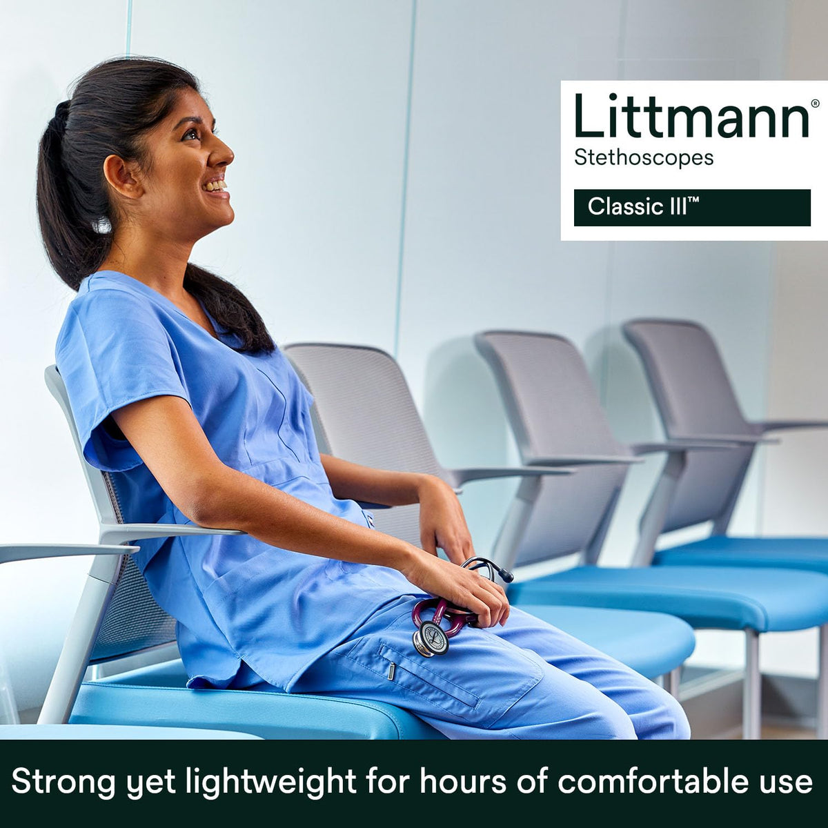 3M Littmann Classic III Monitoring Stethoscope, 5623, More Than 2X as Loud*, Weighs Less**, Stainless Steel Chestpiece, 69 cm (27") Caribbean Blue Tube 🍁 All In One Marketplace Canada
