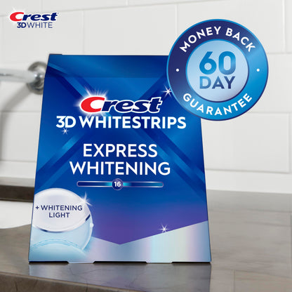 Crest 3D Whitestrips Express Whitening + Whitening Light At-home Teeth Whitening Kit, 10 Treatments + Light, 16 Levels Whiter 🍁 All In One Marketplace Canada