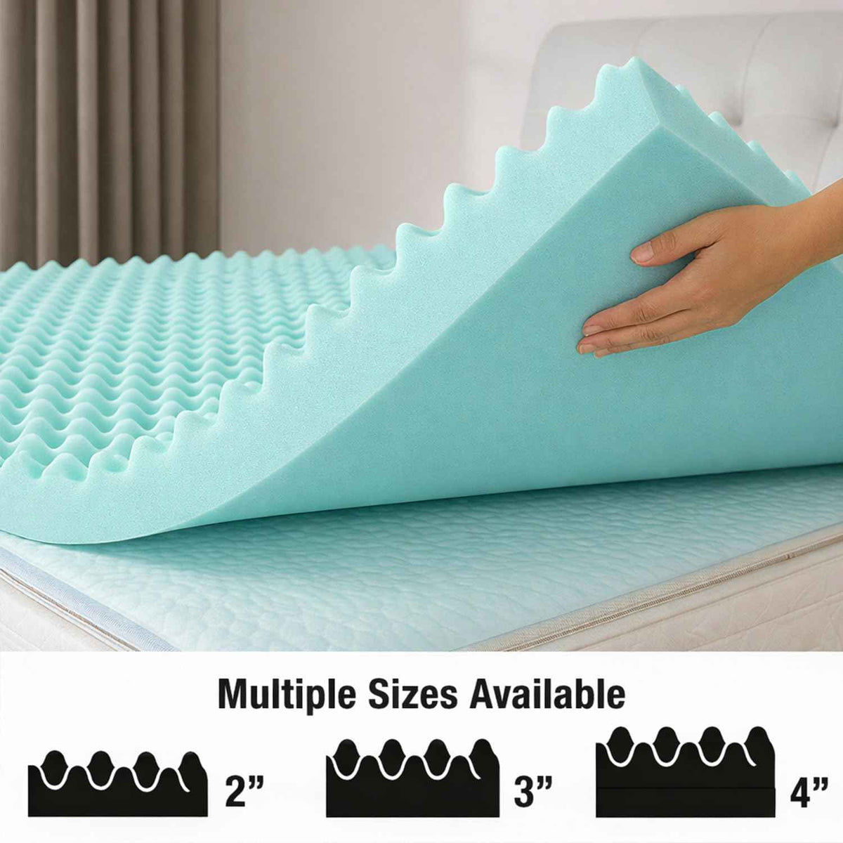 DMI Foam Mattress Topper, Egg Crate Foam Pad, Mattress Pad and Bed Topper for Support, Air Circulation, Pressure Relief and Weight Distribution, Twin Size Mattress, 33 x 72 x 2,Blue 🍁 All In One Marketplace Canada