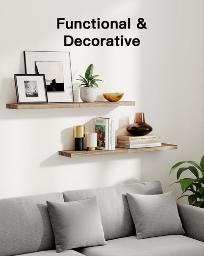 AMADA HOMEFURNISHING Floating Shelves, Paulownia Wood Wall Shelves for Bathroom/Living Room/Bedroom/Kitchen/Home Office, Natural Wood Wall Shelf for Home Storage & Organization, Set of 4, AMFS40 🍁 All In One Marketplace Canada