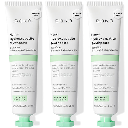 Boka Fluoride Free Toothpaste, Nano Hydroxyapatite Toothpaste, Appropriate for Sensitive Teeth - for Adult Oral Care - Ela Mint Flavor, 4 Fl Oz (113g) 3Pk 🍁 All In One Marketplace Canada