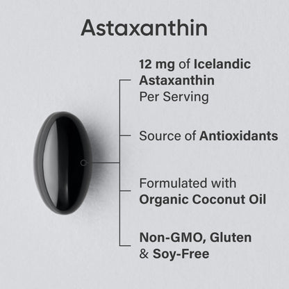 Sports Research® Triple Strength Astaxanthin Supplement from Algae w/Organic Coconut Oil - Natural Support for Skin & Eye Health - Non-GMO & Gluten Free - 12mg, 60 Softgels - 2 Month Supply 🍁 All In One Marketplace Canada