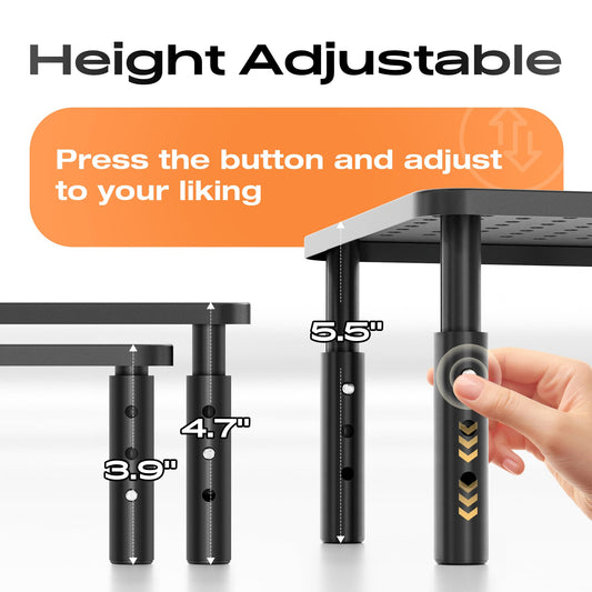 Canyora Computer Monitor Stand Riser for Desk, 3 Height Adjustable PC Laptop TV Desktop Monitor Stand Shelf, Metal Short Printer Table, Stand Riser for Desk, Office Desk Organizers and Accessories 🍁 All In One Marketplace Canada