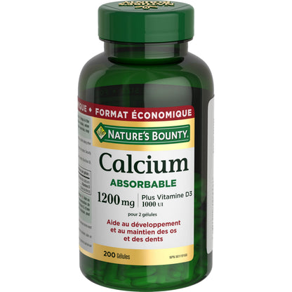NATURE'S BOUNTY Calcium Plus Vitamin D3, Absorbable, 1200 mg, Helps Bones & Teeth, Softgels, 535 g 🍁 All In One Marketplace Canada
