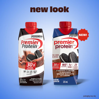 Premier Protein Shake, Cookies & Cream, 30g Protein, 1g Sugar, 11 fl oz Pack of 10 🍁 All In One Marketplace Canada