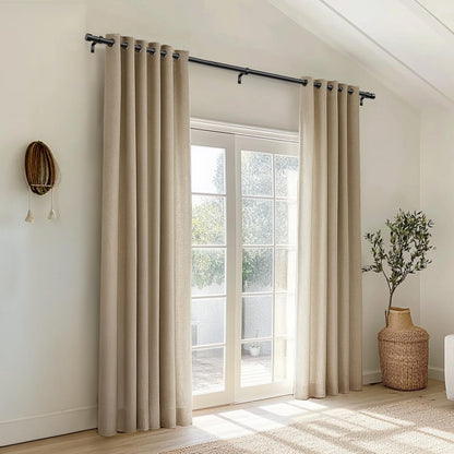 Zeerobee Curtain Rods for Windows 48 to 84, 1 Inch Black Heavy Duty Drapery Rods with Adjustable Length, Outdoor Modern Curtain Pole with Simple End Caps, 32"-86", Black 🍁 All In One Marketplace Canada