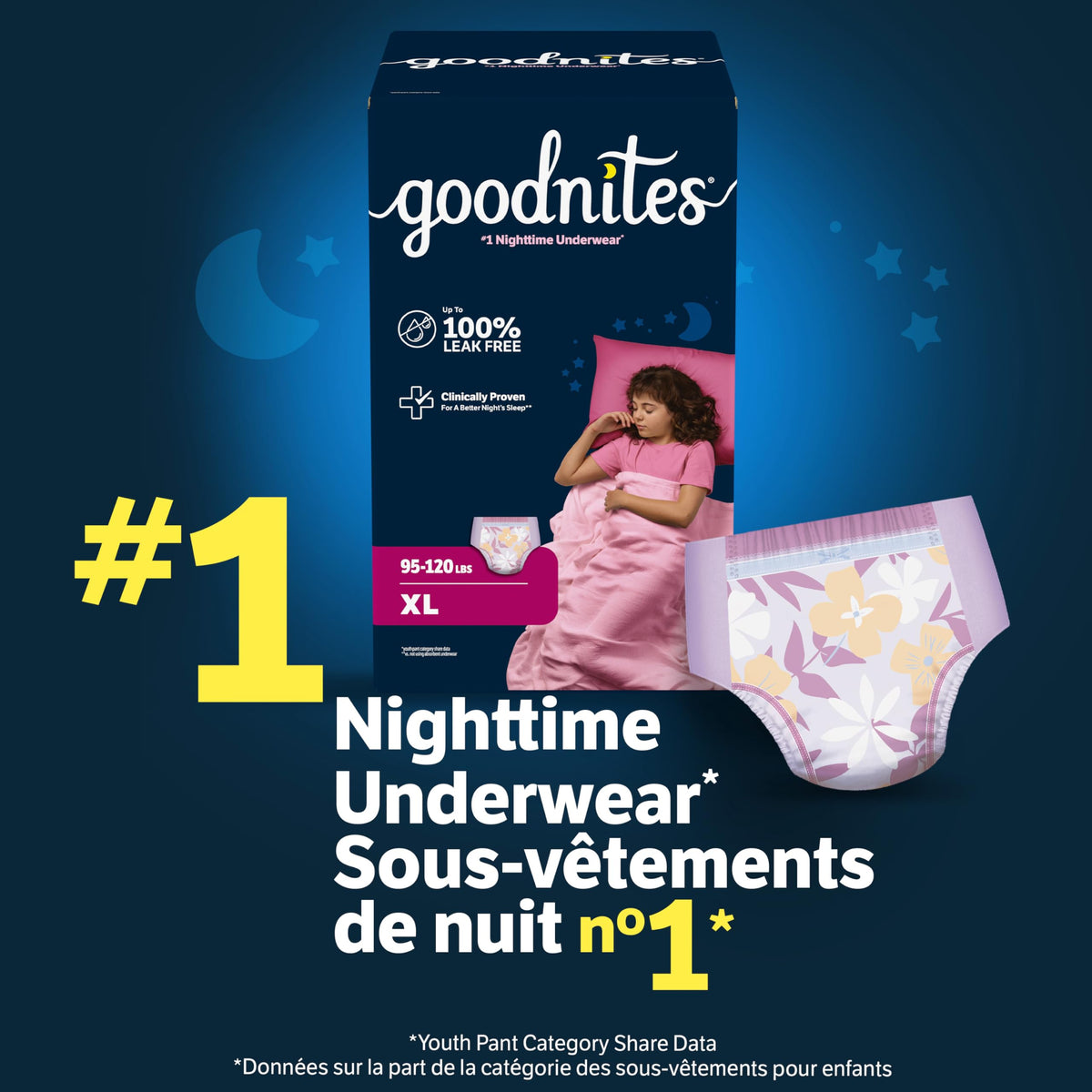 GoodNites Girls' Nighttime Bedwetting Underwear, Large (68-95 lbs), 75 Ct 🍁 All In One Marketplace Canada