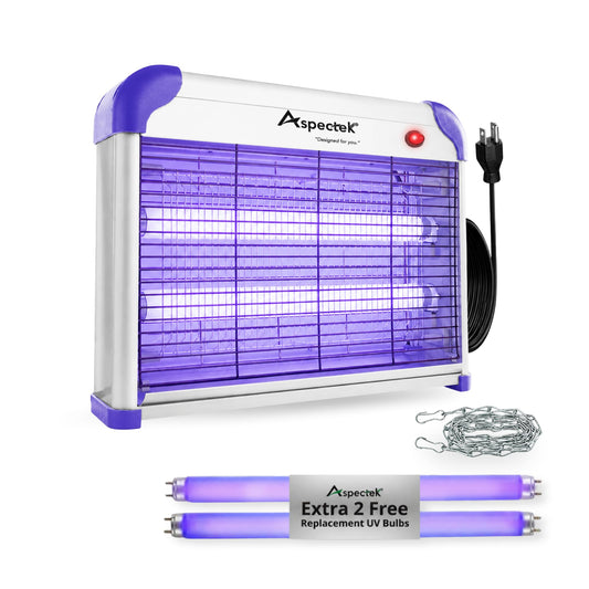 ASPECTEK 20W Heavy Duty Bug Zapper, High-Voltage Electric Mosquito and Fly Killer, Indoor and Covered Outdoor Gnat Control for Patio, BBQ and Farm, Includes 2 Bonus UV Bulbs - Purple 🍁 All In One Marketplace Canada