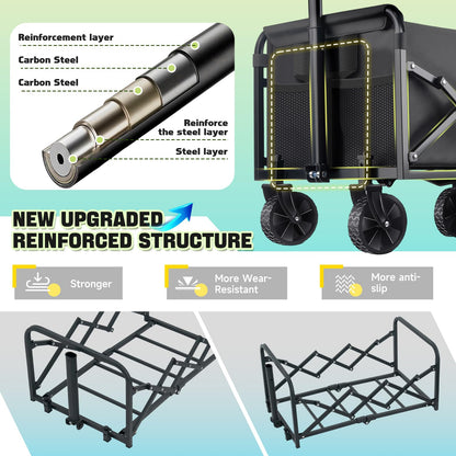 Collapsible Wagon Cart with Wheels Foldable - Lightweight 280LBS Heavy Duty Folding Utility Portable Beach Wagon with All-Terrain Wheels for Groceries Shopping Garden Sports Camping 🍁 All In One Marketplace Canada