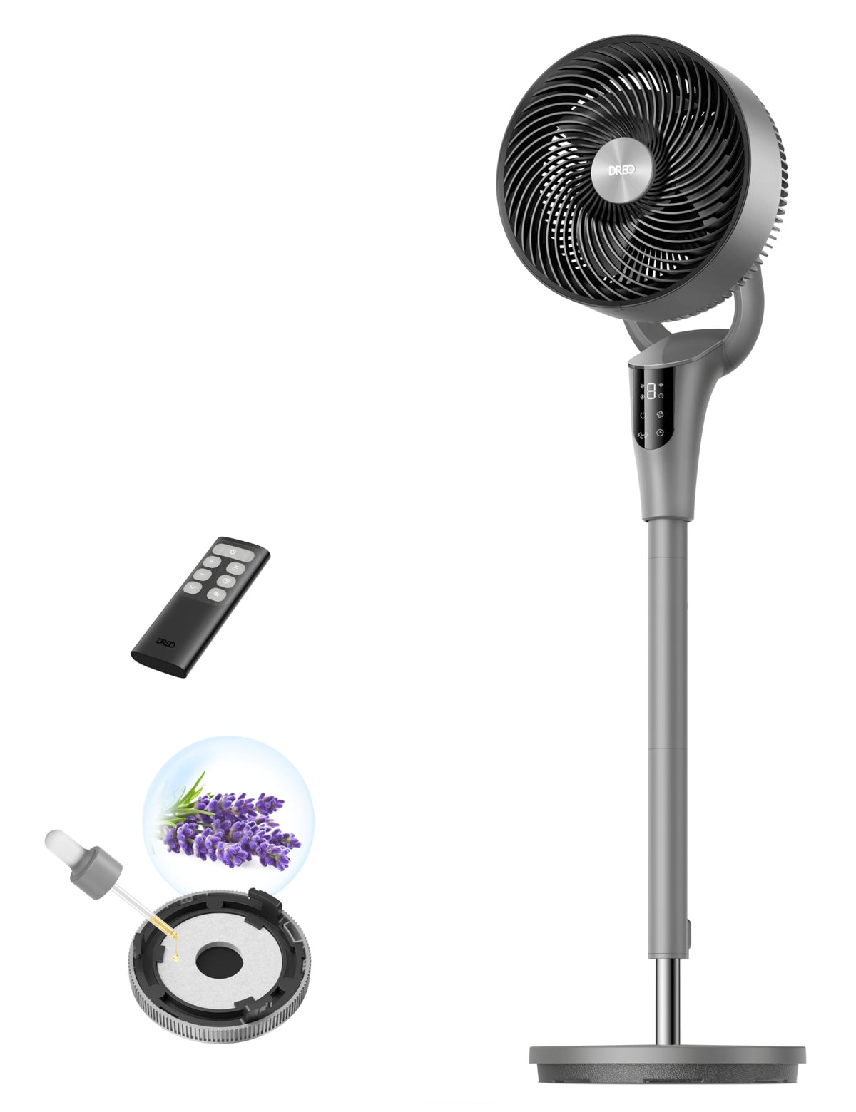 DREO Fan for Bedroom, 90° Oscillating Standing Fan, 20dB Quiet, 90ft Pedestal Fans for Room Office, DC Motor, 8+H Speeds, 3 Modes, 38-42'' Adjustable Height, Remote, 8H Timer, 105° Manual Vertical 🍁 All In One Marketplace Canada
