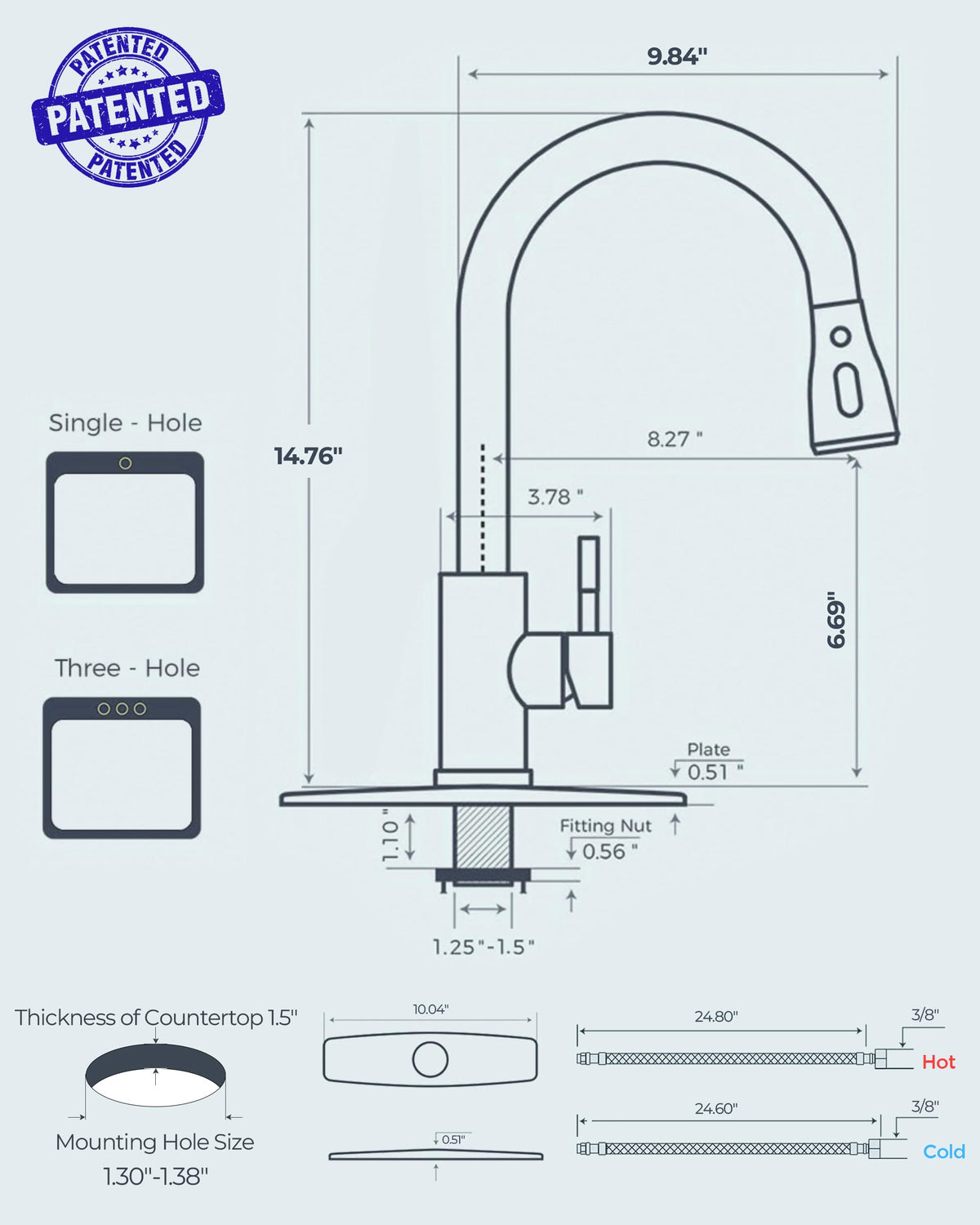 FORIOUS Kitchen Faucets with Pull Down Sprayer, Brushed Nickel, High Arc Single Handle Classic Stainless Steel Sink Faucet 1 or 3 Hole, Suitable for Farmhouse Camper Laundry Rv Bar 🍁 All In One Marketplace Canada