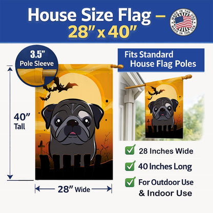 Caroline's Treasures BB1821CHF Halloween Black Pug Canvas House Size Flag, Multicolor, Large
