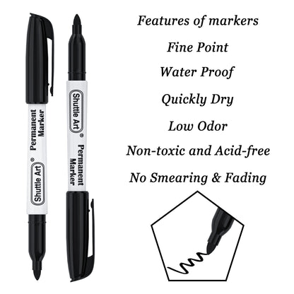 Shuttle Art Permanent Markers, 30 Pack Black Permanent Marker set,Fine Point, Works on Plastic,Wood,Stone,Metal and Glass for Doodling, Marking… 🍁 All In One Marketplace Canada