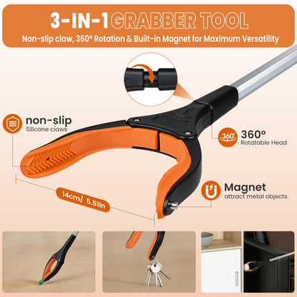 bemece 2-pack Grabber Reacher Tool, 32.68’’ (83cm) Garbage Picker Grabber, Foldable Magnetic Reacher Grabber for Seniors Adults - Blue & Orange 🍁 All In One Marketplace Canada