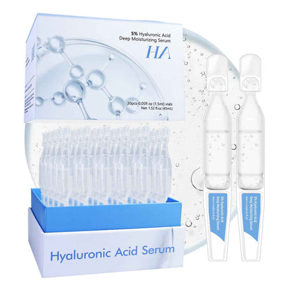 5% Hyaluronic Acid Serum Ultra Moisturizing & Elastic Skin - Wake Nature Perfection Hyaluronic Acid - Anti-Aging Serum for Face Single-Use Vials Skincare - Repair Sensitive Skin (1.5 ml)*30 🍁 All In One Marketplace Canada
