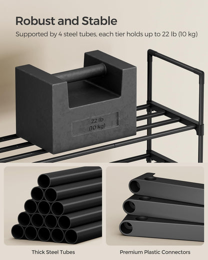 SONGMICS Shoe Rack, 3-Tier Shoe Organizer, Sturdy Storage Shelf, Upright or Upside Down, for 16-20 Pairs, Stackable, for Entryway, 30 x 92 x 55 cm, Black ULSA303B02 🍁 All In One Marketplace Canada